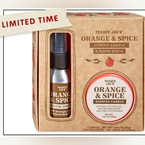 Brand New Trader Joe’s Orange & Spice Scented Candle & Room Spritz